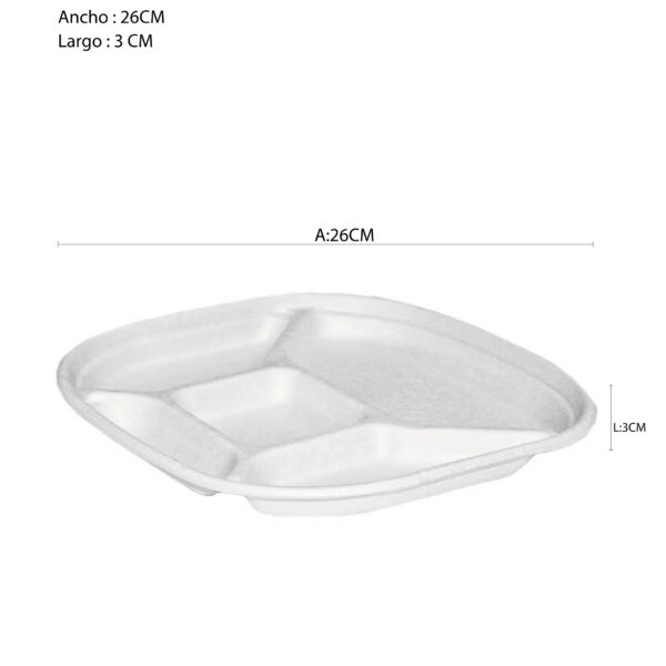 Bandeja Redondeado 5 DIV 26cmX26cm
